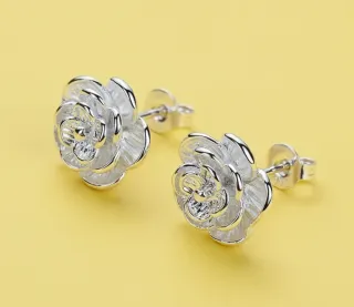 Pendientes flor rosa