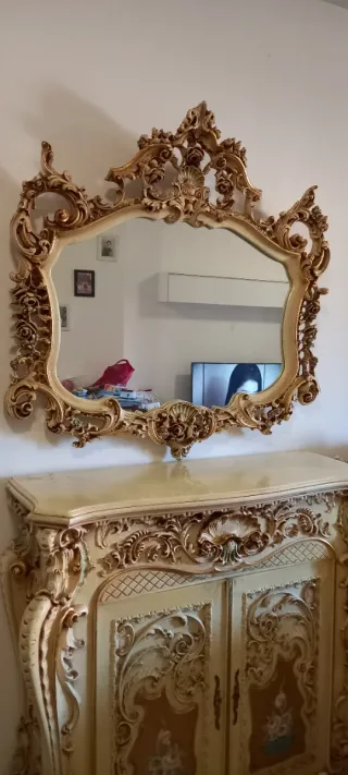 Specchio Veneziano Oro e Beige