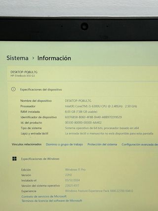 HP EliteBook 850 G3 i5 / 8GB / 256GB