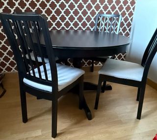Mesa comedor redonda extensible y 4 sillas Ikea