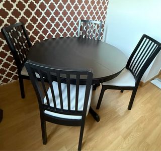 Mesa comedor redonda extensible y 4 sillas Ikea