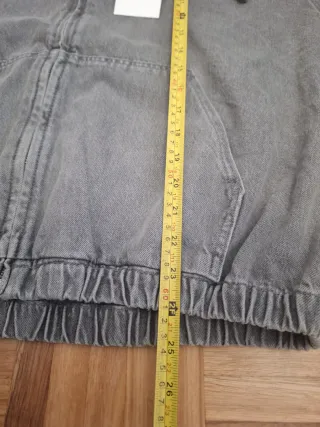 Cazadora Zara Boxy Cropped Denim Gris Talla M