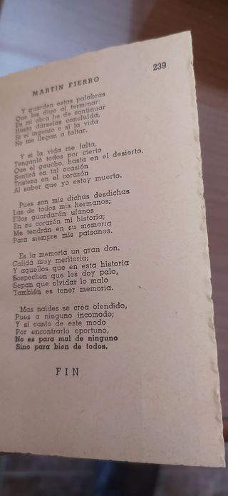 LIBRO ANTIGUO Y ÚNICO DE MARTÍN FIERRO