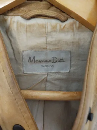 Chaqueta Massimo Dutti Beige Cuero. Vintage