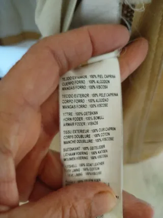 Chaqueta Massimo Dutti Beige Cuero. Vintage