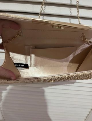 Bolso de fiesta rectangular dorado de hombro Shein