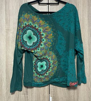 Camiseta Desigual Verde Talla L Mandalas