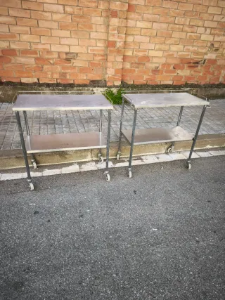 2 Carritos de acero inoxidable con ruedas