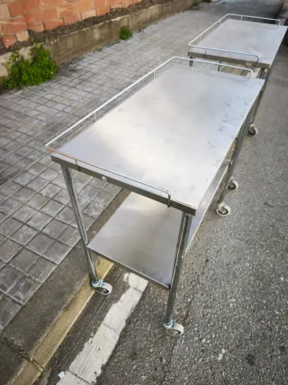 2 Carritos de acero inoxidable con ruedas