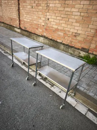 2 Carritos de acero inoxidable con ruedas