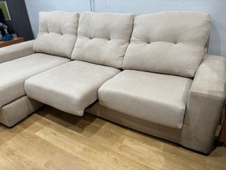 Sofá Cama Chaise Longue Beige