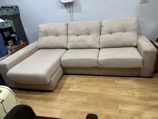 Sofá Cama Chaise Longue Beige