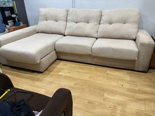 Sofá Cama Chaise Longue Beige