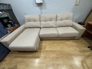 Sofá Cama Chaise Longue Beige