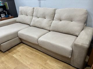 Sofá Cama Chaise Longue Beige