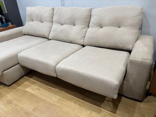 Sofá Cama Chaise Longue Beige