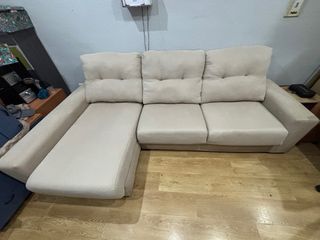 Sofá Cama Chaise Longue Beige