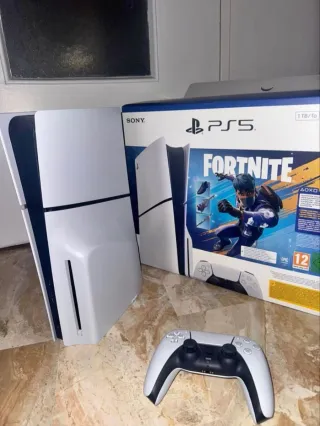 Ps5 Slim 1TB Fortnite + Mando+ Caja + 4 Juegos