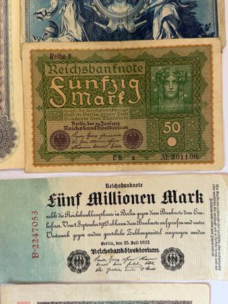 Lote Billetes y bonos Antiguos Reichsmark