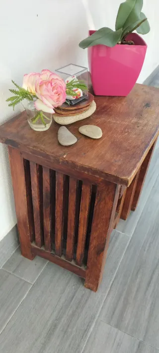 Juego de 3 mesitas nido de madera