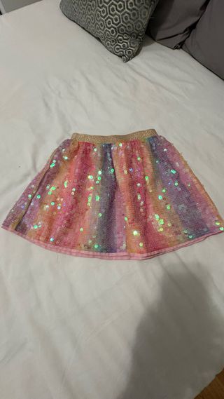 Falda H&M niña lentejuelas arcoíris
