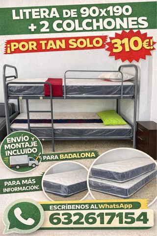 Litera 90x190 + 2 colchones 310€