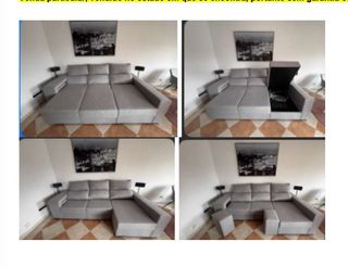 Sofá modular cinza em tecido