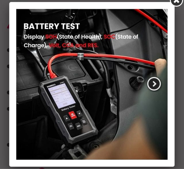 Comprobador Batería Coche KAIWEETS KVB01 12V/24V