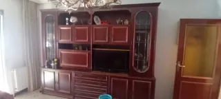 Mueble completo salón madera y cristal