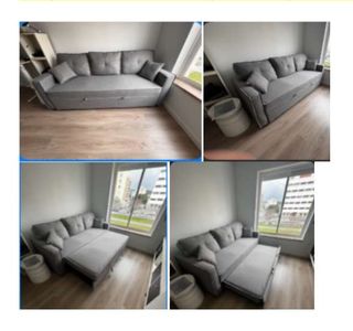 Sofá Cama Cinza Tecido