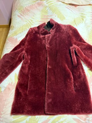 Cazadora de piel marrón y rosa