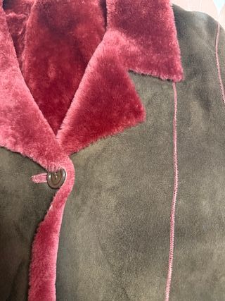 Cazadora de piel marrón y rosa