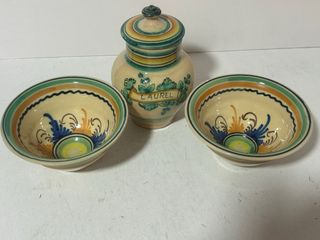 Orza y cuencos de cerámica vidriada 70s