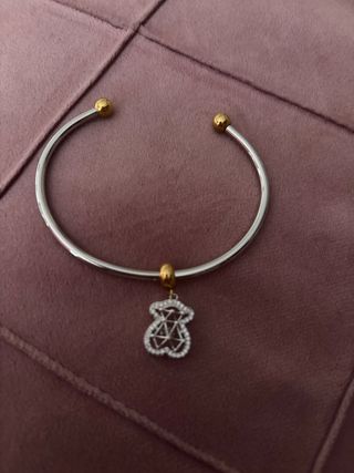 Pulsera con oso y circonitas de acero inoxidable