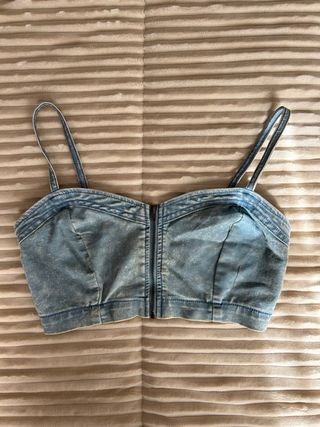 Top vaquero Bershka denim M con cremallera frontal