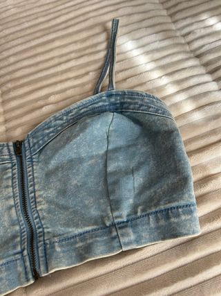 Top vaquero Bershka denim M con cremallera frontal