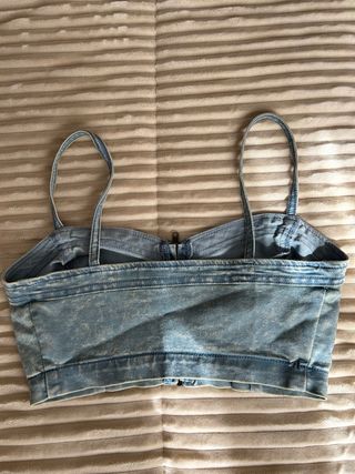 Top vaquero Bershka denim M con cremallera frontal
