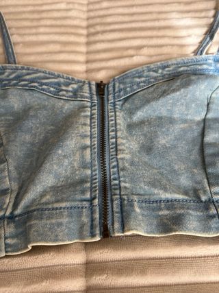 Top vaquero Bershka denim M con cremallera frontal