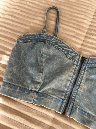 Top vaquero Bershka denim M con cremallera frontal