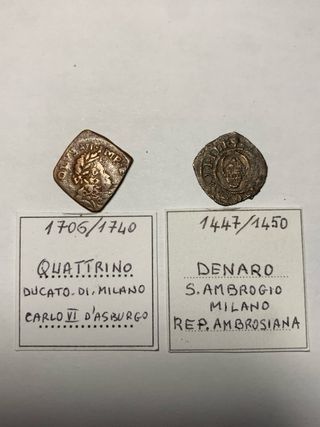 Antiche monete Quattrino e Denaro