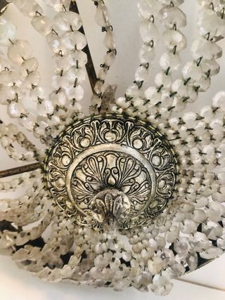 Lámpara Techo Corona Cristal Metal color plomo