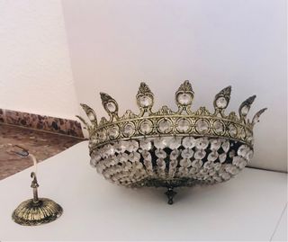 Lámpara Techo Corona Cristal Metal color plomo