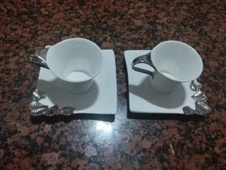 Set 2 Tazzine con relativi piattini Caffè Porcella