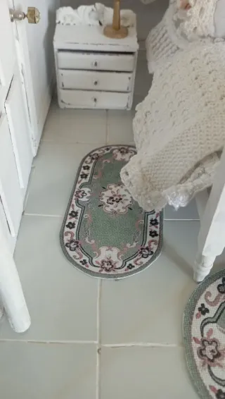 3 Tappeti miniatura 1:12 verde salvia