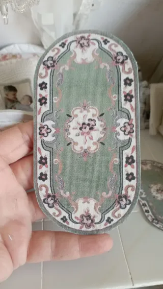 3 Tappeti miniatura 1:12 verde salvia