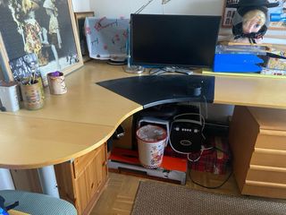Mesa Ikea con extensiones y cajonera