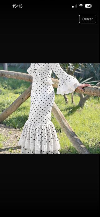 Vestido Flamenca Lunares Blanco y Negro