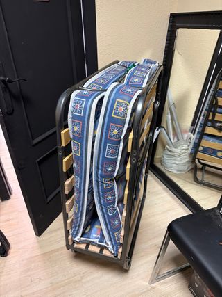 Cama Plegable Metal Madera Tela