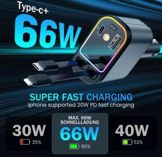 Cargador Coche 4 en 1 USB C y Lightning - Nuevo