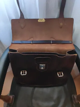 Bolso Cartera Cuero Antiguo Marrón